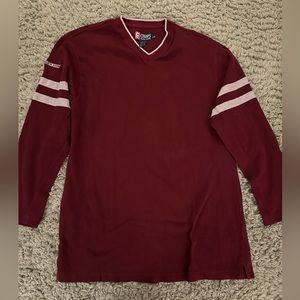 Vintage Chaps Ralph Lauren Men's Large Burgundy V Neck Long Sleeve Pullover